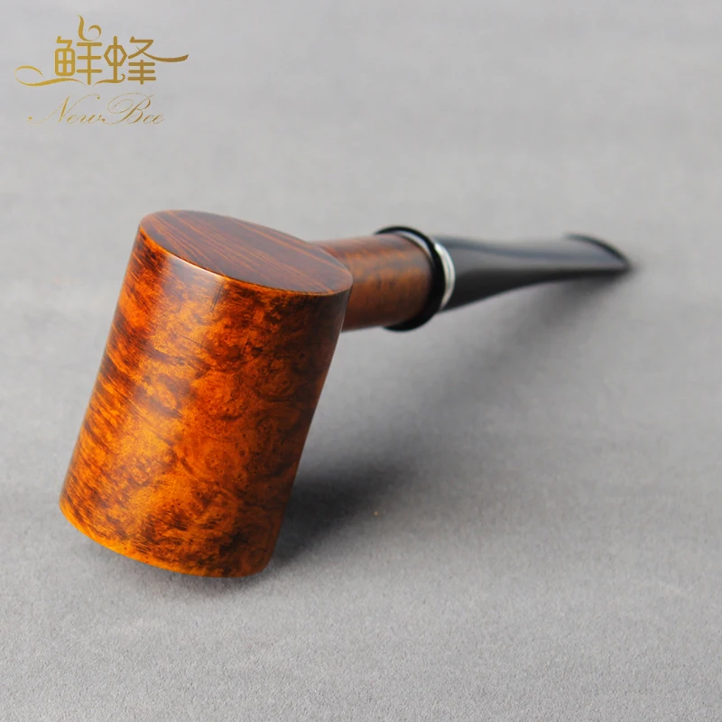 MUXIANG Popeye Pipe Straight Hammer Tobacco Pipe 9mm Filtration Handmade Briarwood Pipe With Decorative Ring for Father\'s Gift