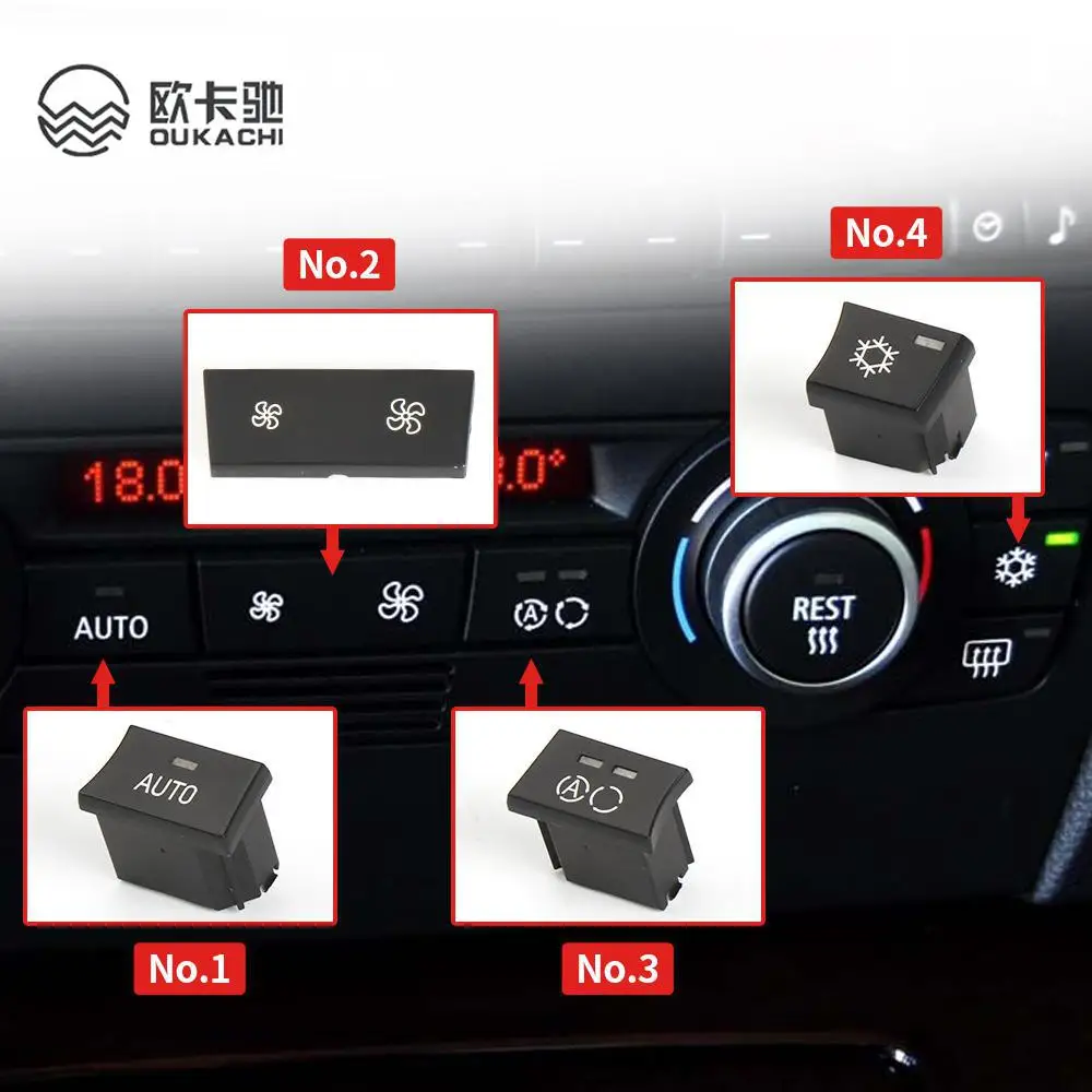 Control de ventilación de aire acondicionado para salpicadero de coche, botón de CA para BMW serie 1, 3, X1, X3, E81, E82, E87, E88, E84, E90, E91,