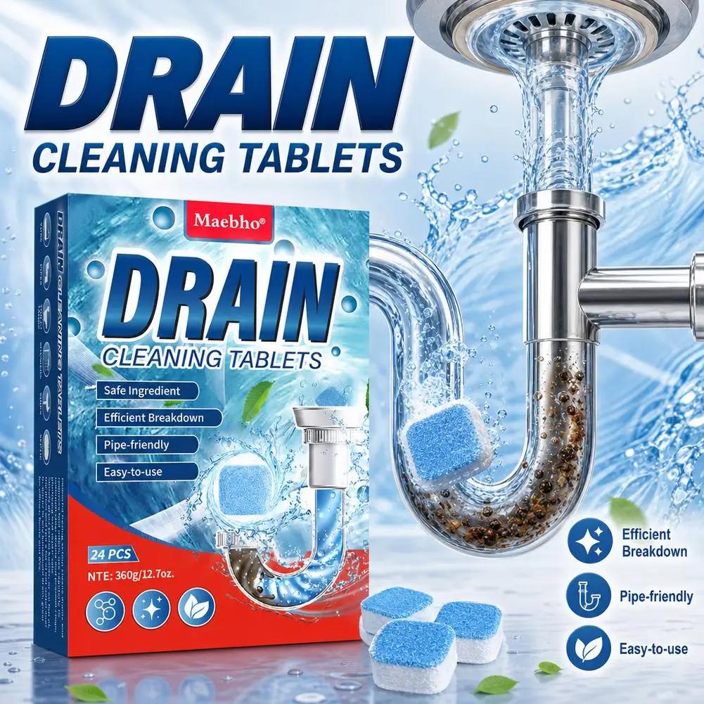 Drain Cleaning Tablets Powerful Sink Unblocking Foam Cleaner Oil Clog Remover Deodorizer Dissolver Safe For Pipes