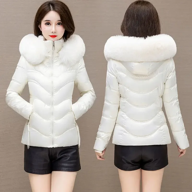 Ladies Winter Coat Women Down Cotton Hooded Jacket Woman Casual Warm Outerwear Jackets Female Girls  Fur Collar Clothes VA1191