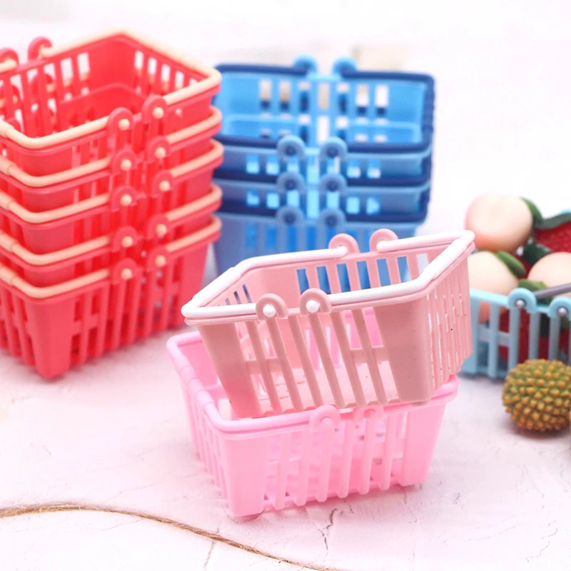 5Pcs 1:12 Dollhouse Miniature Supermarket Shopping Basket Food Basket Model Kitchen Decor Toy Doll House Accessories