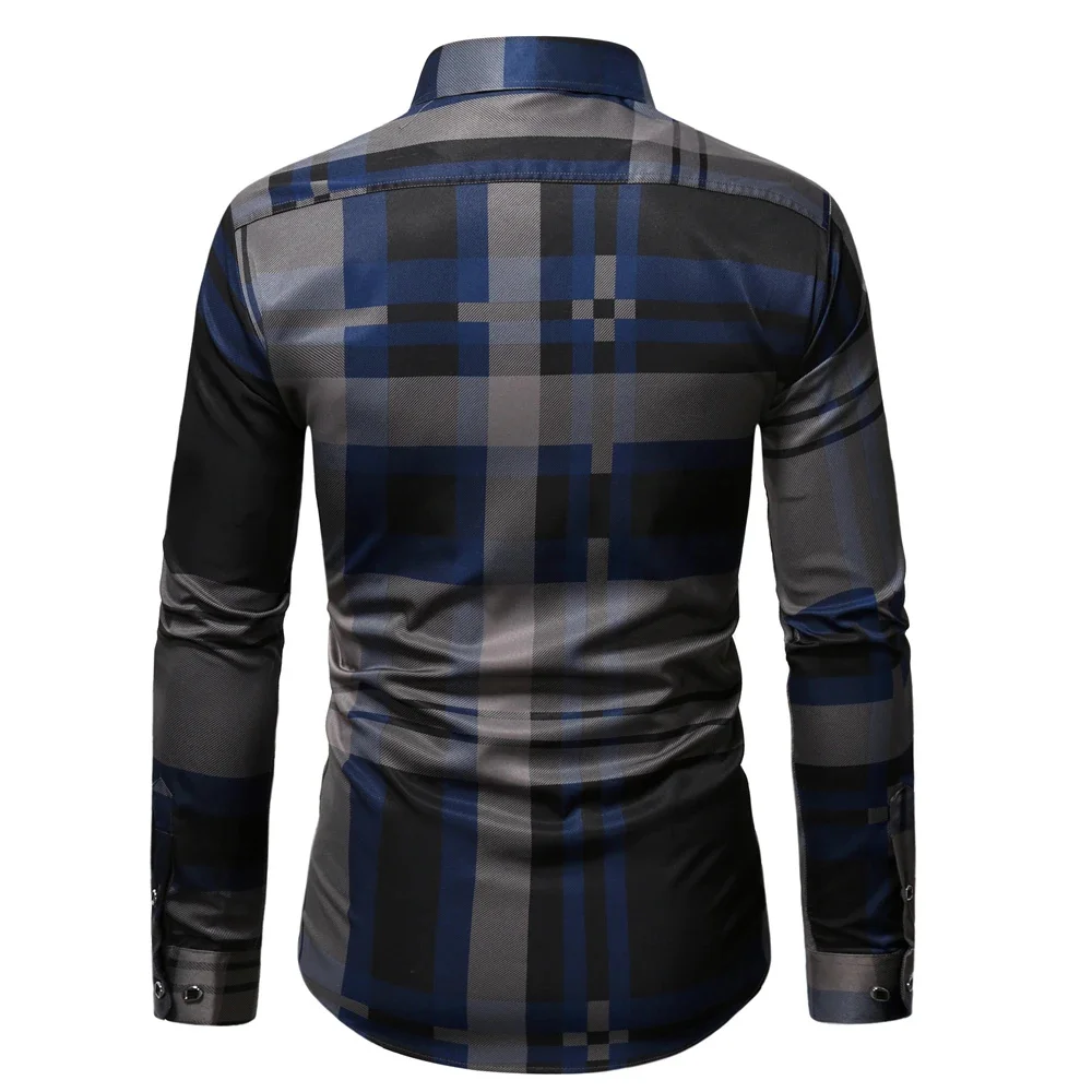 BOLUBAO 2024 New Button Down Men\'s Plaid Mens Dress Shirts Male Long Sleeve Slim Fit Business Casual Floral Man Shirt