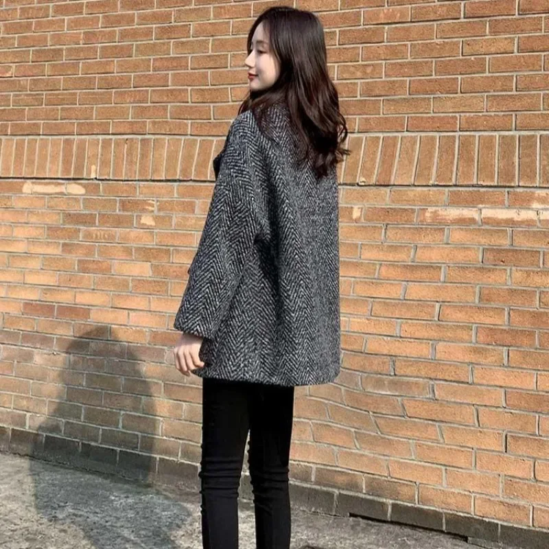 Long Sleeve Women's Tweed Blazers Middle Length Female Wool & Blend Coats and Jackets Casual 2025 New Collection In Outerwear