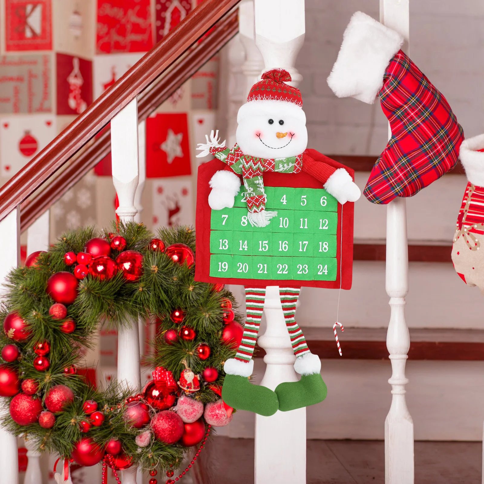 

1pc Snowman Ornament Hanging Christmas Decor Wall Hanging Calendar Decoration Door Pendant Xmas Countdown Calendar Party Holiday