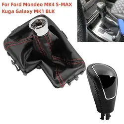 Automatic For Ford Mondeo MK4 S-MAX Kuga Galaxy MK1 BLK Leather Gear Shift Knob Hand Speed Ball Gaiter Boot Cover