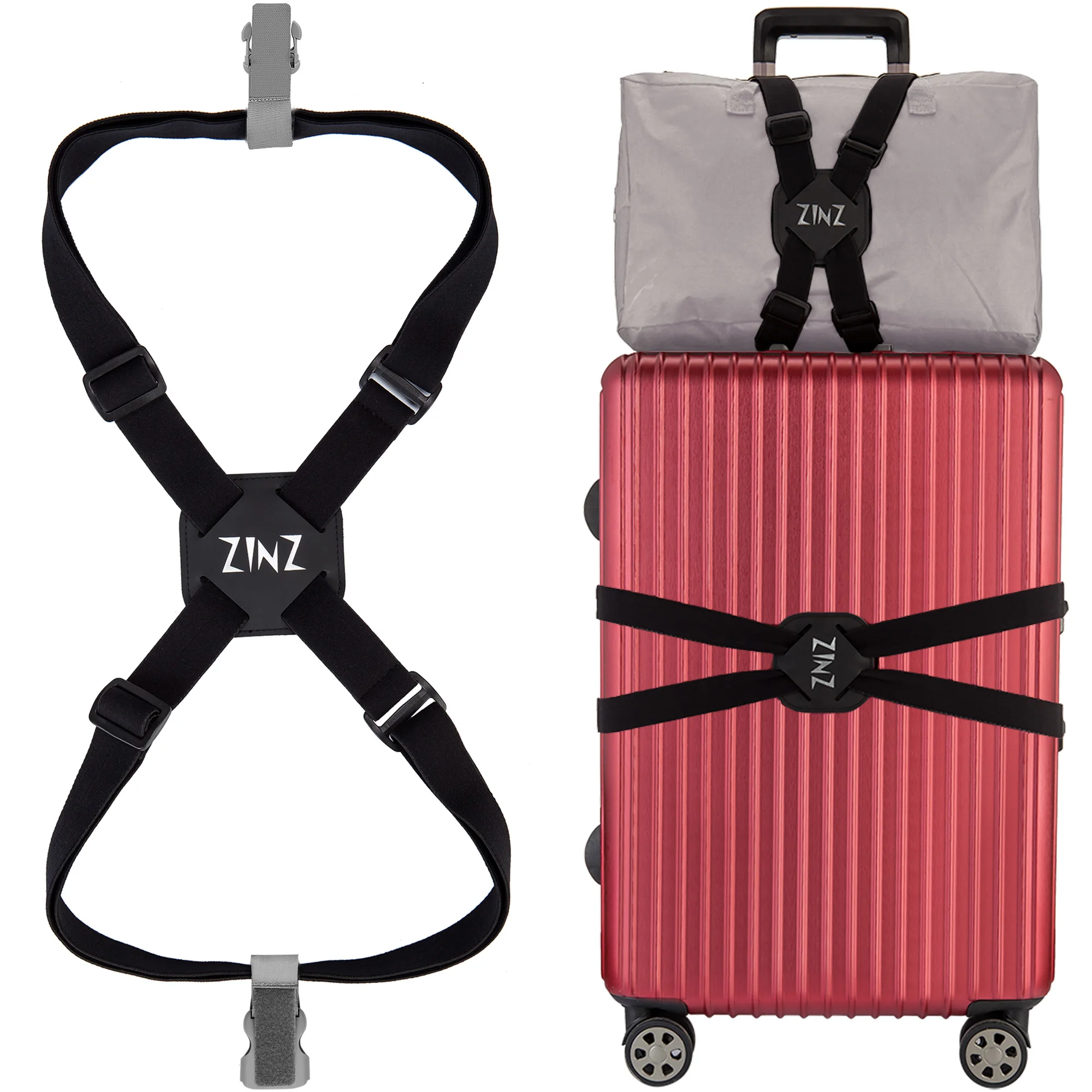 Luggage Strap, ZINZ High Elastic Suitcase Adjustable Belt Bag Bungees with Buckles and More Applications