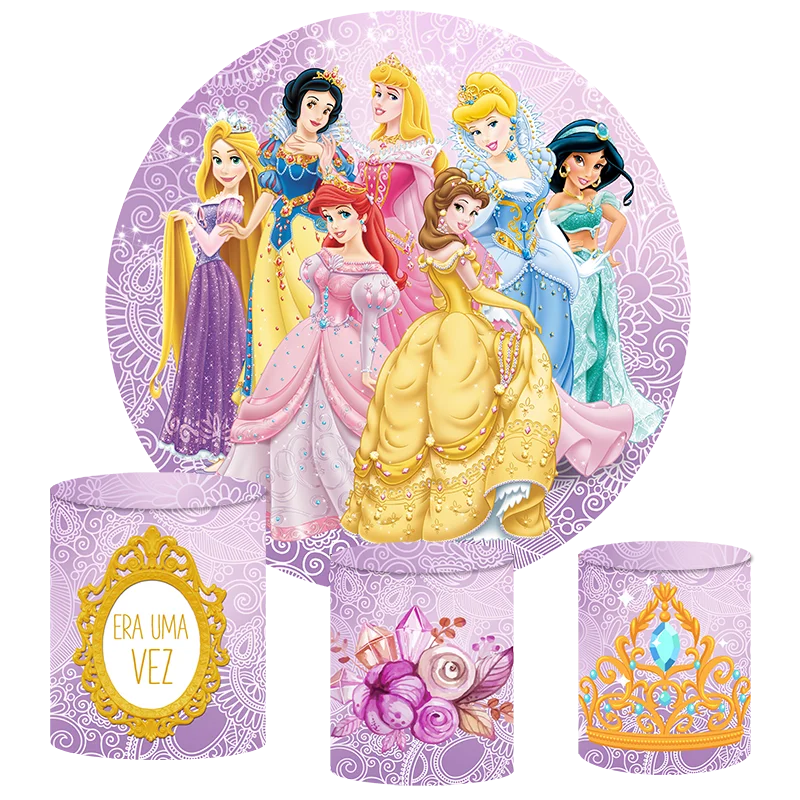 Disney Princess Snow White  Cinderella Aurora Belle Jasmine Backdrop Birthday Decoration Wedding Banner Elastic