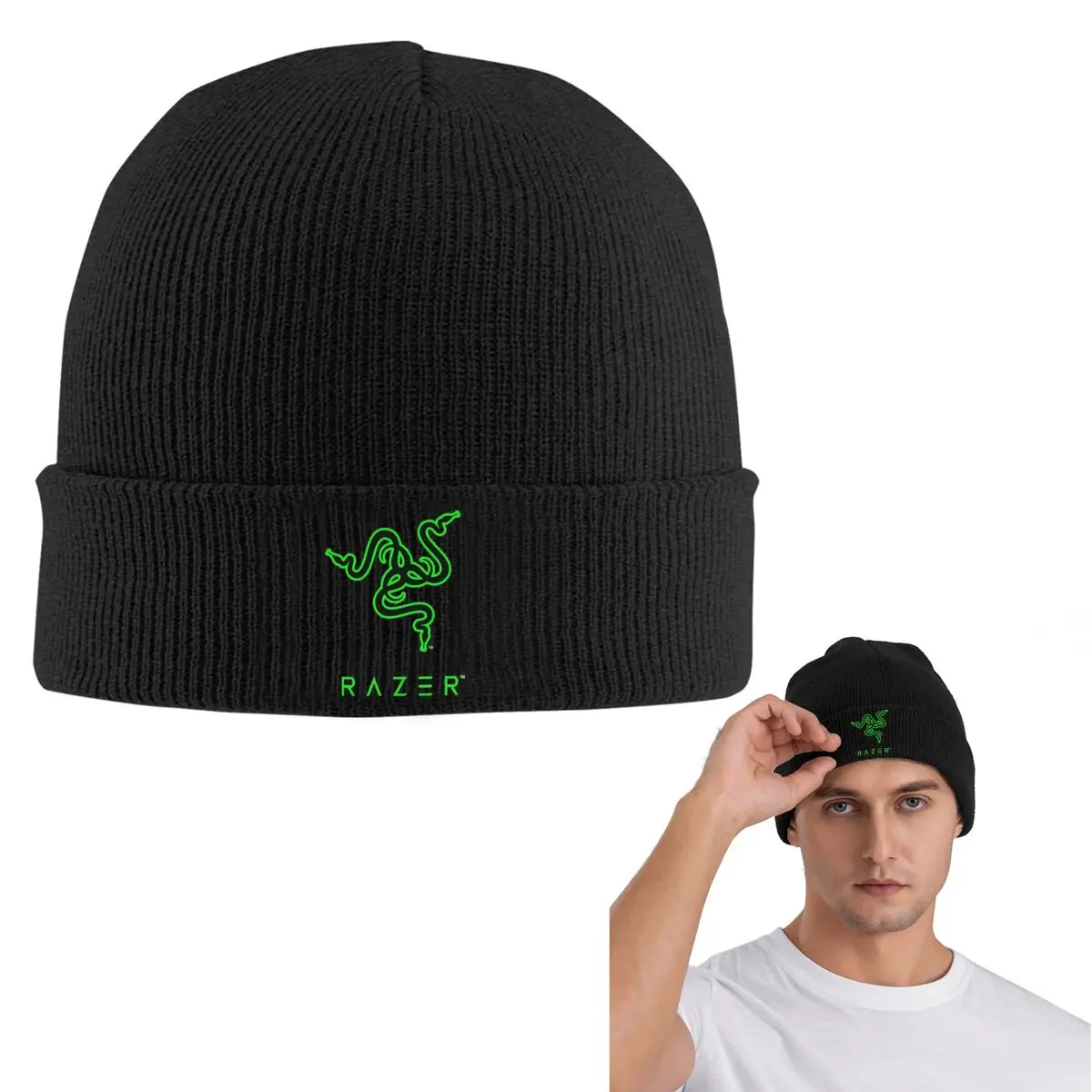 Razer Warm Knitted Cap Fashion Bonnet Hat Autumn Winter Outdoor Beanies Hats for Unisex Adult
