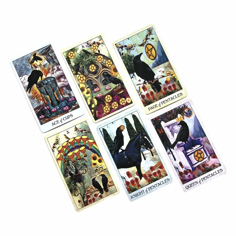 Hot sales Crow Tarot Oracle Card Fate Divination Prophecy Card Family Party Game Tarot 78 Card Deck PDF Guide