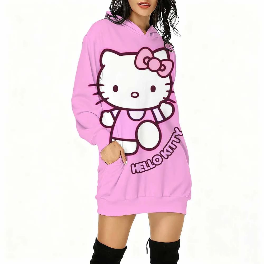 Hello Kitty Cartoon Anime damestrui lente en herfst hoodie kleding nieuwe mode paar trui topjurk