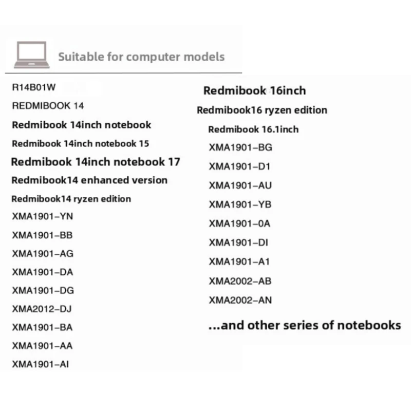 R14B01W 15.2V 76Wh/48Wh Laptop Battery for Xiaomi RedmiBook 14 16 XMA1901-DA/DG/DJ  XMA1901-AA/AG  XMA1901-AU/BB/YB/YN/AI/BG
