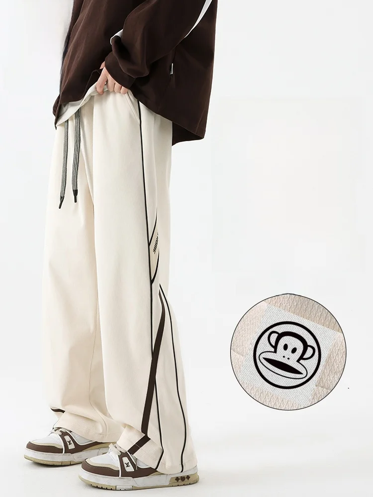 

PaulFrank American Retro Striped Casual Pants Men Loose Straight Leg Wide Leg Sports Long Pants Autumn Comfortable Leisure Tr...