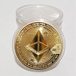 Ethereum Bitcoin Virtual Coin Commemorative Medal Gold Plated Play Metal Collection Crafts Home Office Decoration Ornaments