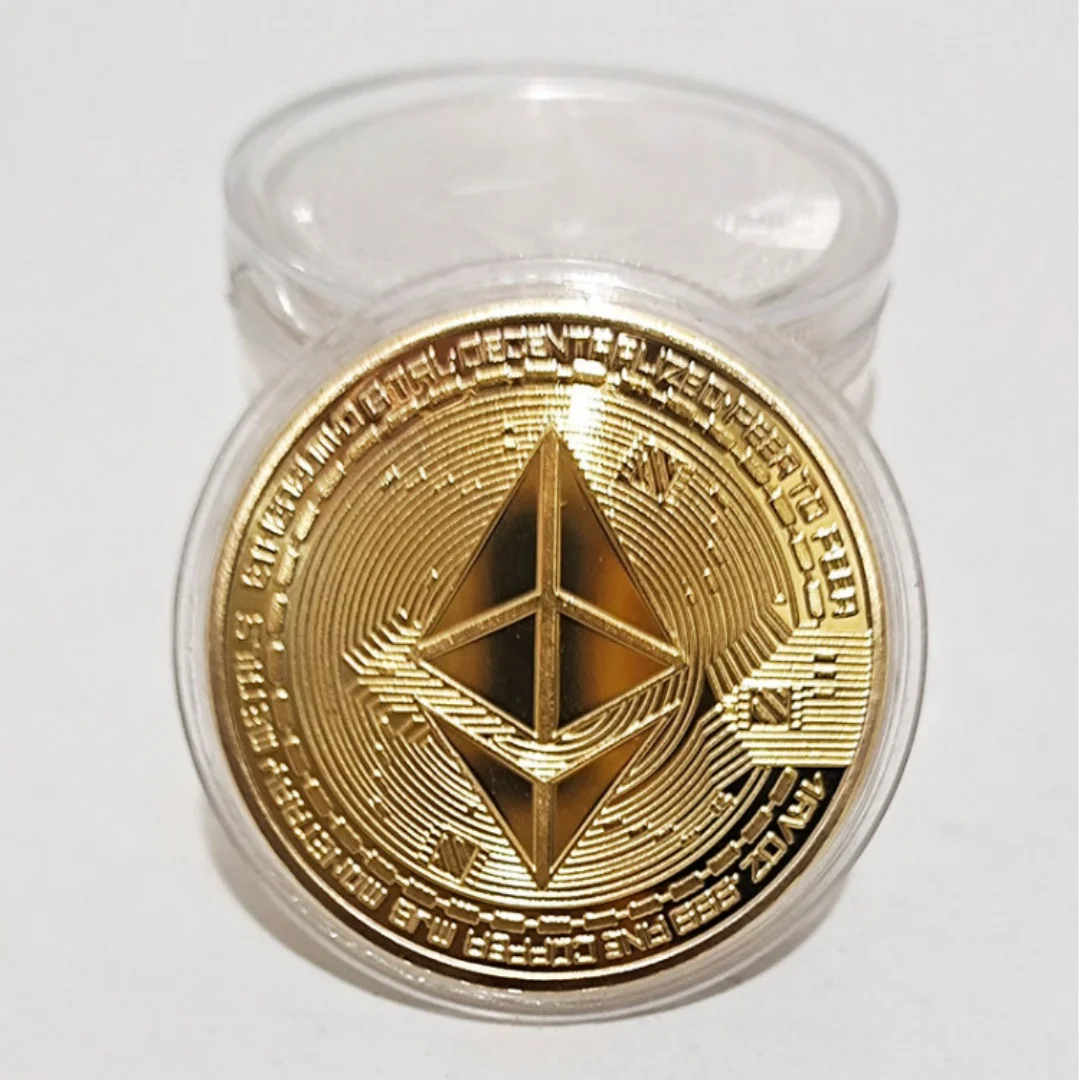 Ethereum Bitcoin Virtual Coin Commemorative Medal Gold Plated Play Metal Collection Crafts Home Office Decoration Ornaments