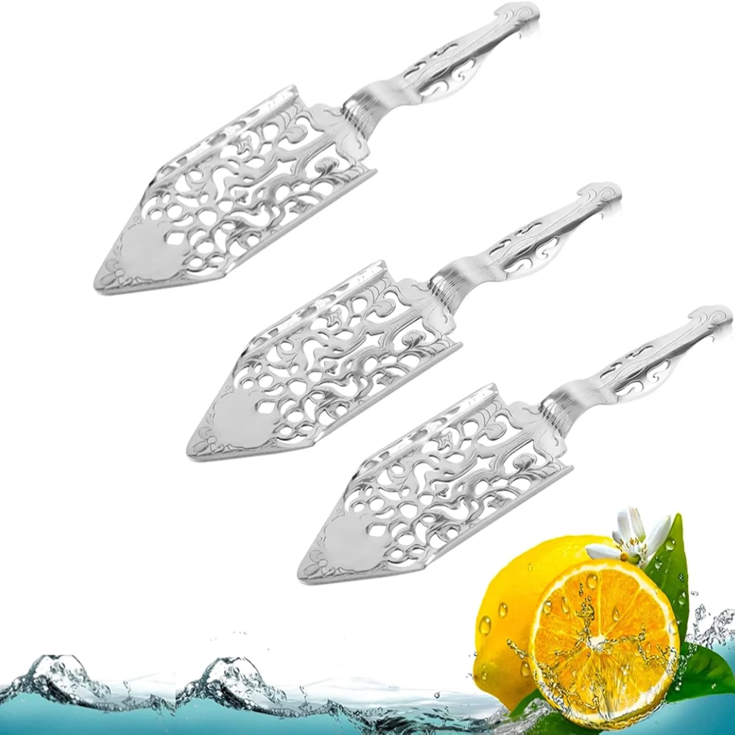 3 Pieces Stainless Steel Spoons for Cocktail Wormwood Cocktail  Glass Cup Drinking Filter Wormwood Spoon  Glass Strainer