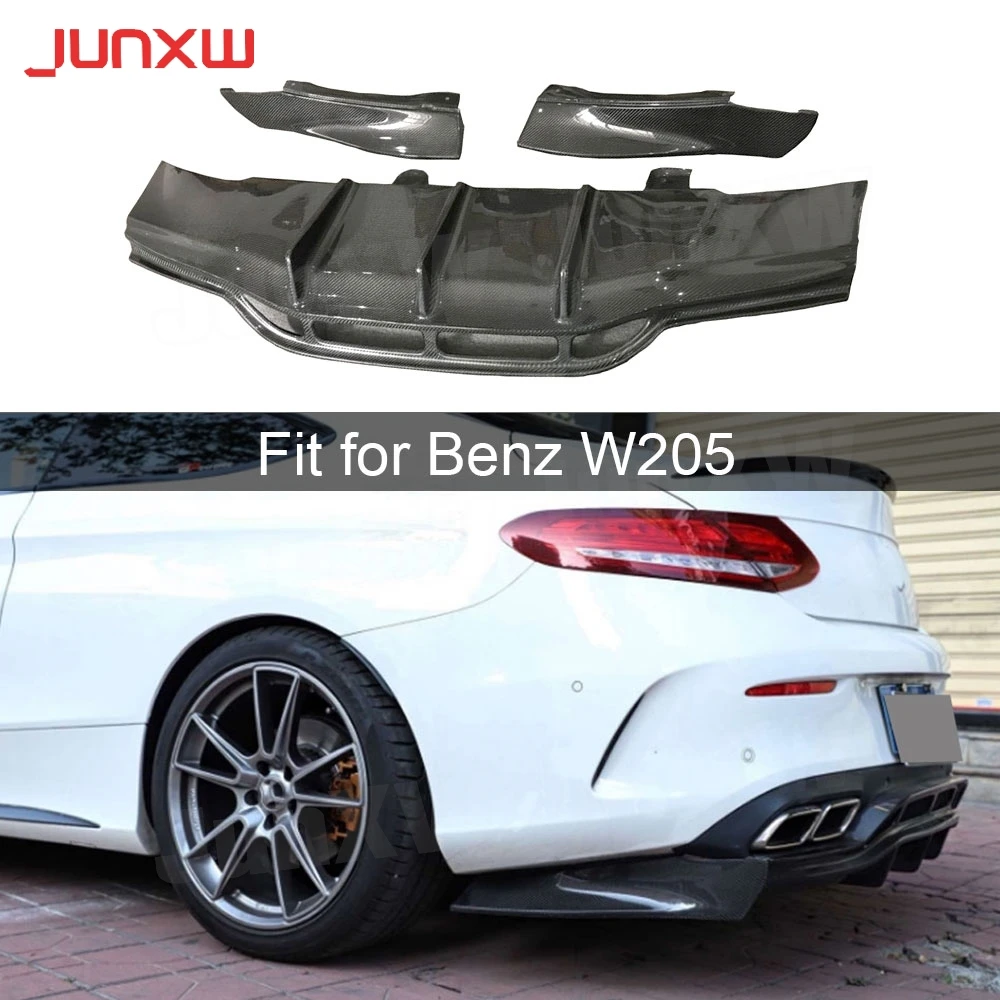 

Carbon Fiber Rear Bumper Lip diffuser Splitters Aprons Spoiler For Mercedes Benz C class W205 C63 Coupe C205 2 Door Car Styling