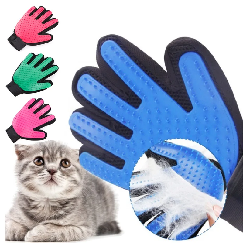 Pet Hair Remover Gloves Cat Dog Massage Bathing Cleaning Grooming Supplies Silicone Hair Sticking Removal Brush