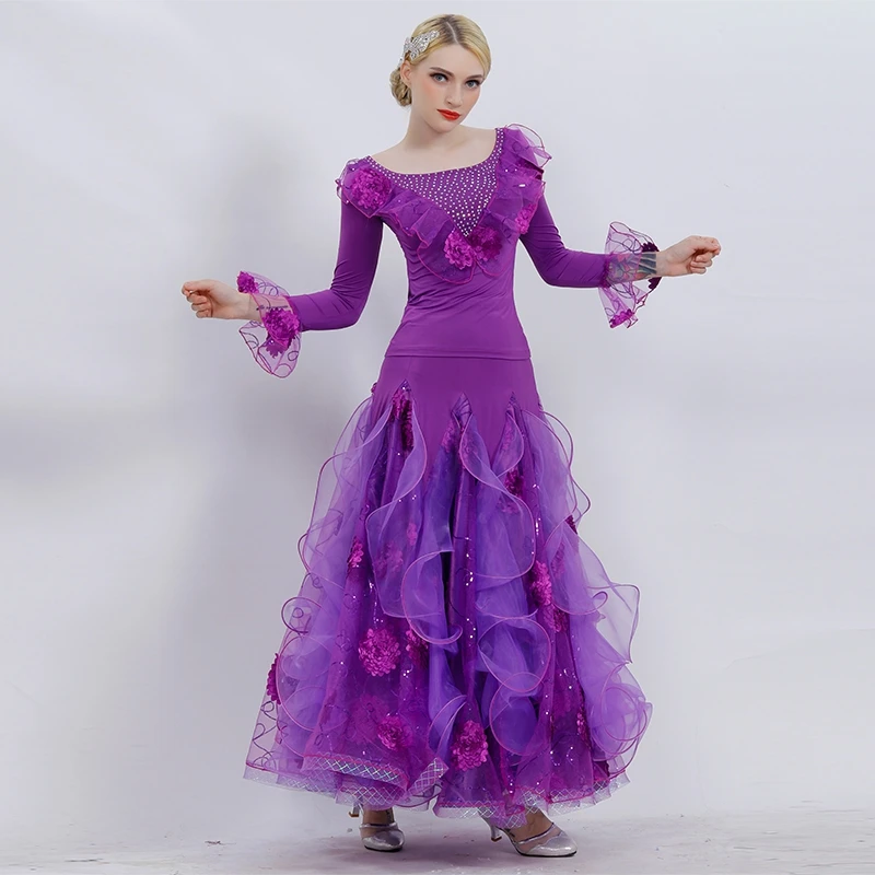 2025 New Flower Fishing Line Skirt Modern Dance Skirt Dance Ballroom Dance Ballroom Dance Big Swing Skirt Suit