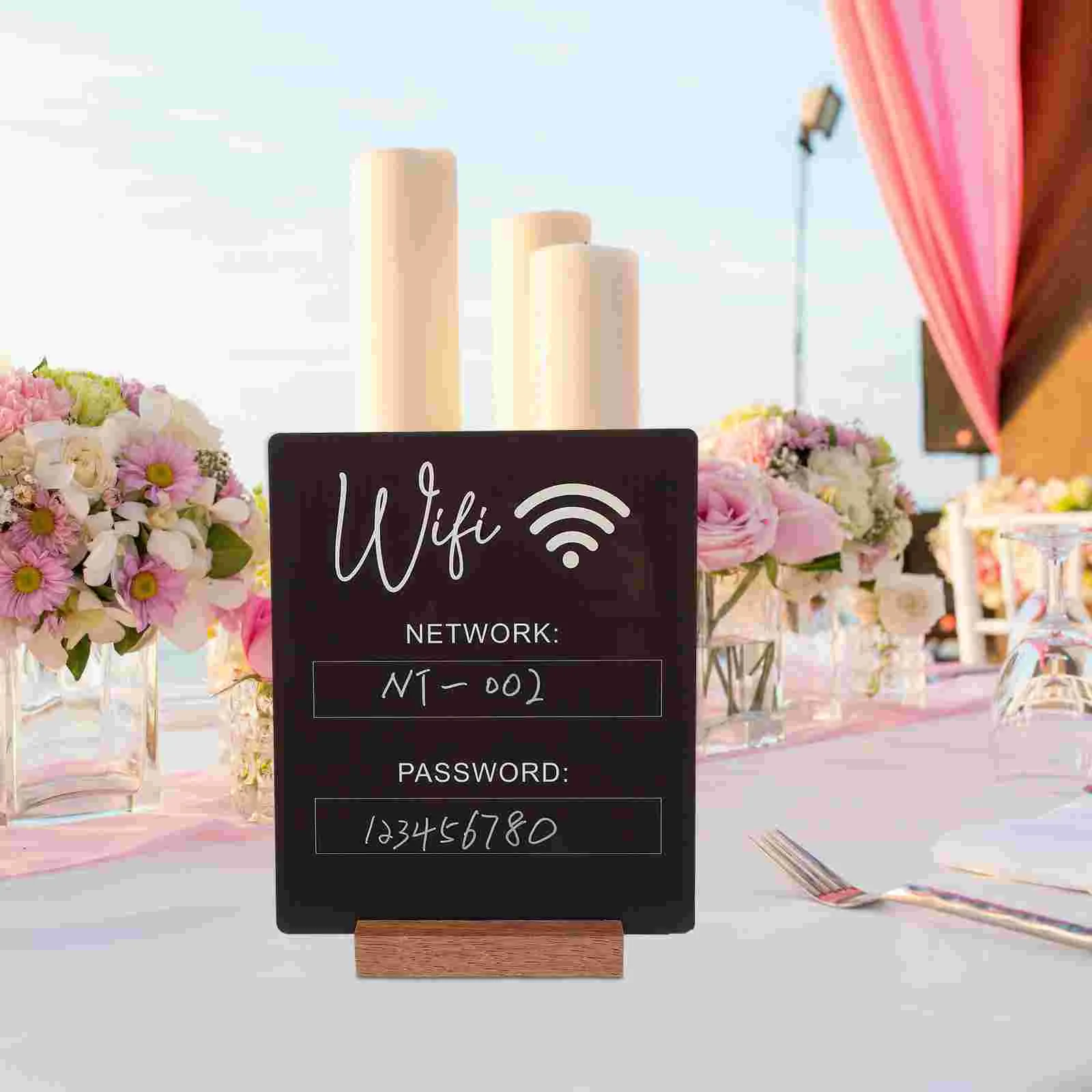 Centro de mesa con Wifi para el hogar, señal de negocios con contraseña para habitación de invitados, comedor, Internet, información personalizada