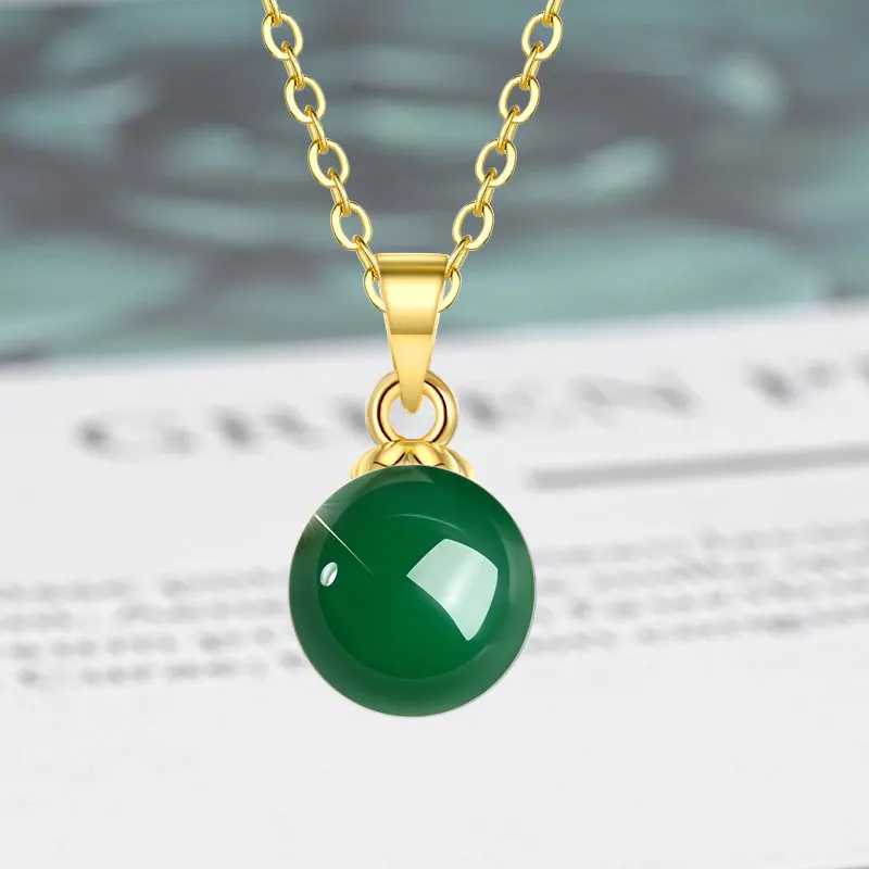 Halskette aus 925er-Sterlingsilber für Damen, natürlicher Achatstein, Hotan-Jade, Hochzeitsschmuck, Verlobungsanhänger, Party-Geschenk, fein – Detail 1