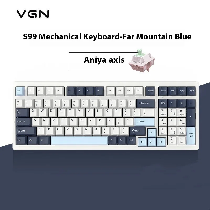 

Vgns99 трехрежимная Bluetooth/Беспроводная клавиатура на заказ механическая клавиатура игровые Киберспорт офис полная клавиша Hotplug прокладка структура