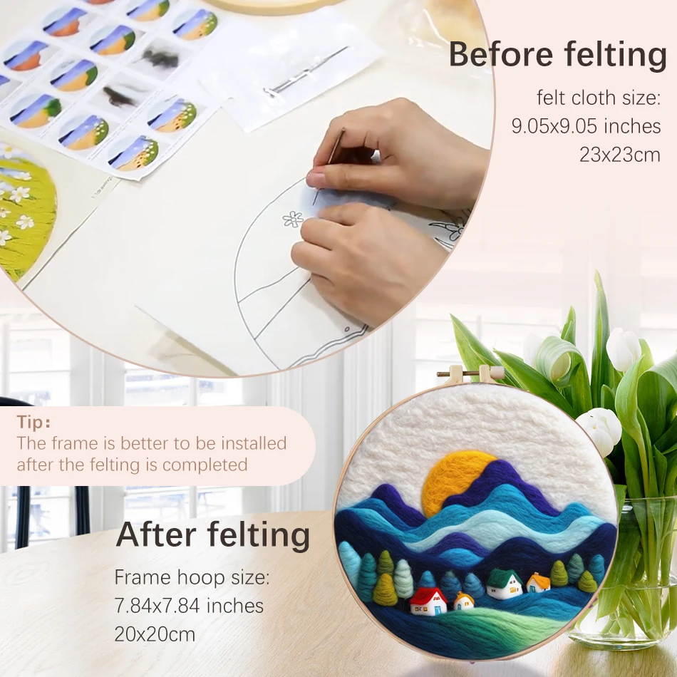 CHENISTORY Abstract Starry Sky Diy Wool Felting Painting Picture Kit Felt Needle For Handwork Handmade For Friend Crafts Gift