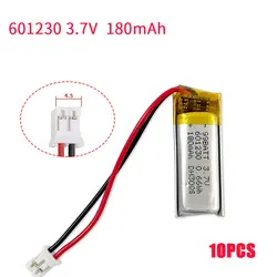 10pcs Battery 3.7V 180mAh 601230 Lithium Polymer LiPo Rechargeable Batteries for Bluetooth Headset Recorder Electric Toothbrush