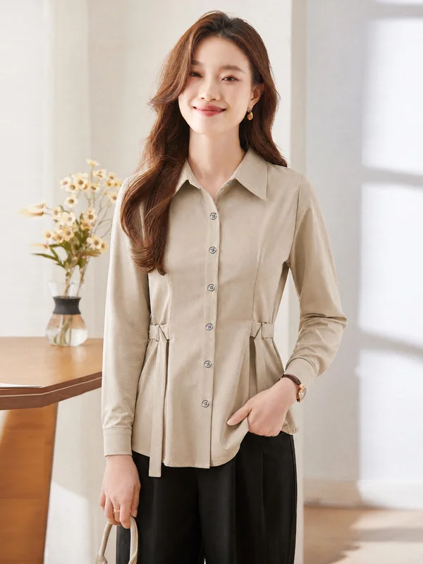 Pure Cotton White Long Sleeve Women's Shirt Design Sensation Small Audience OL Commute Fashion High-End Feeling Top