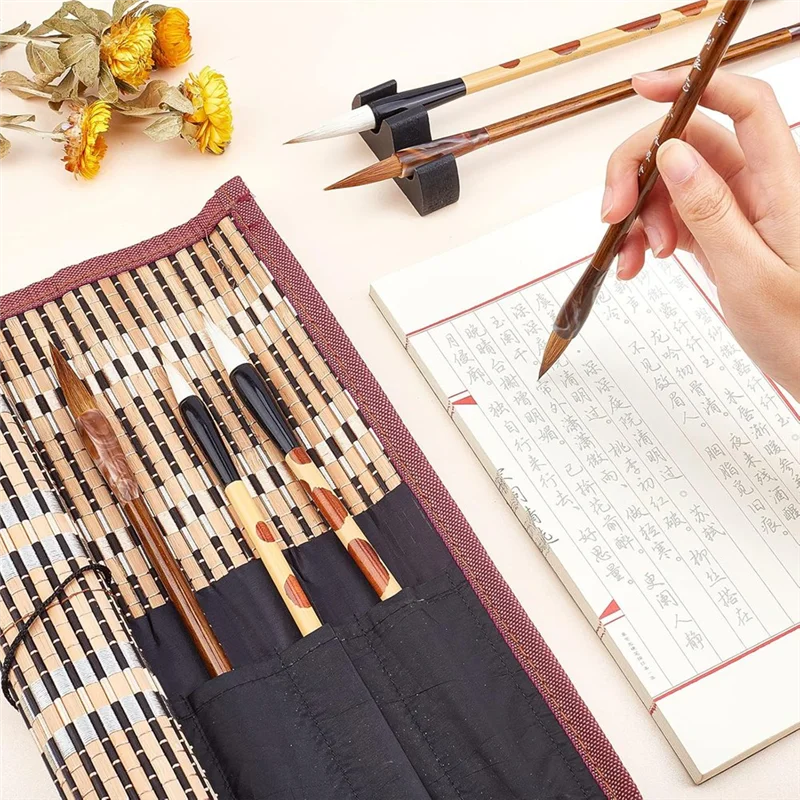 EDT-8PCS Pennelli per calligrafia cinese Pennelli per acquerello Portapennelli per pittura e scrittura per principianti