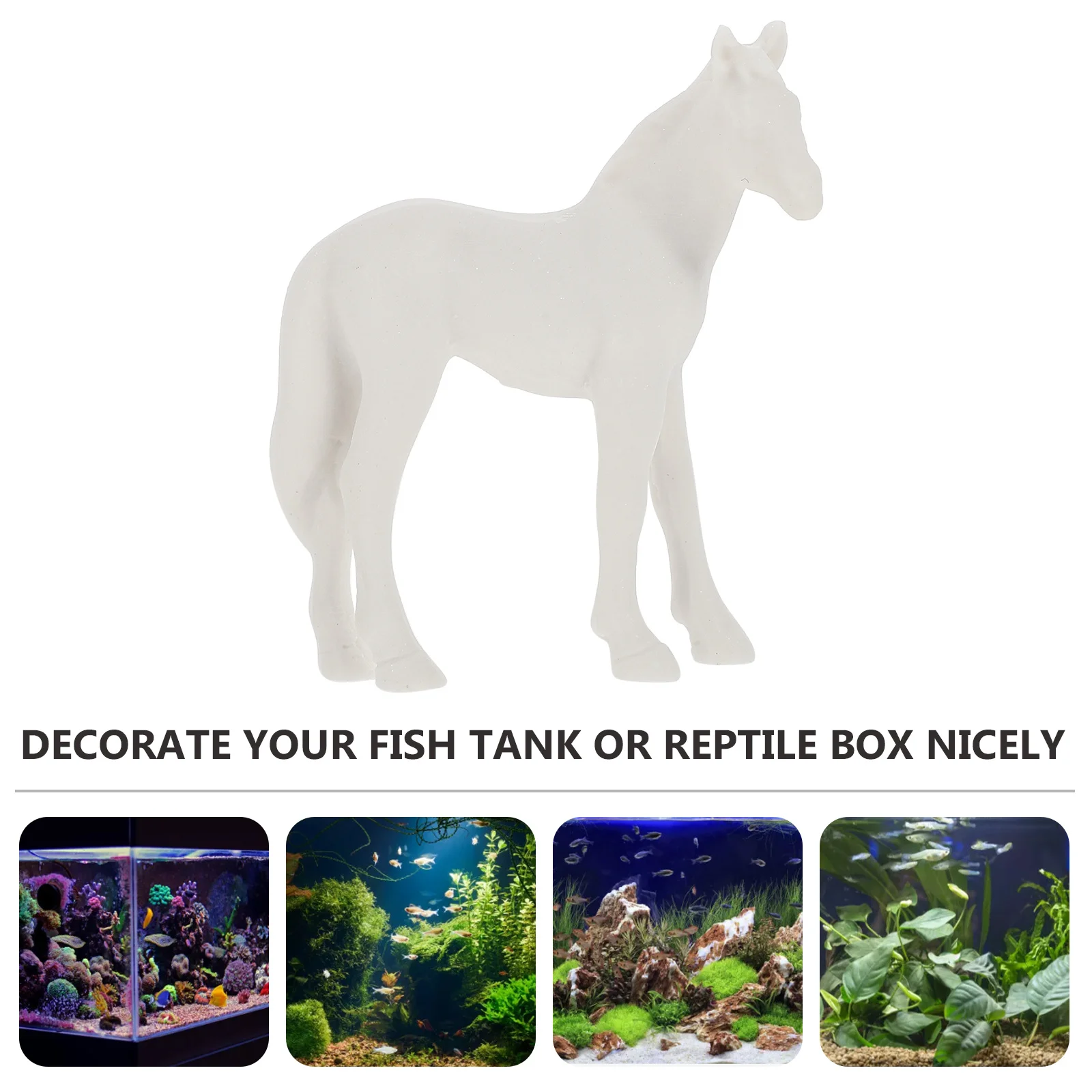 

1Pcs Mini White Horse Resin Ornament Fish Tank Reptile Box Landscaping Decor Simulation Horse Artificial Pet Environment