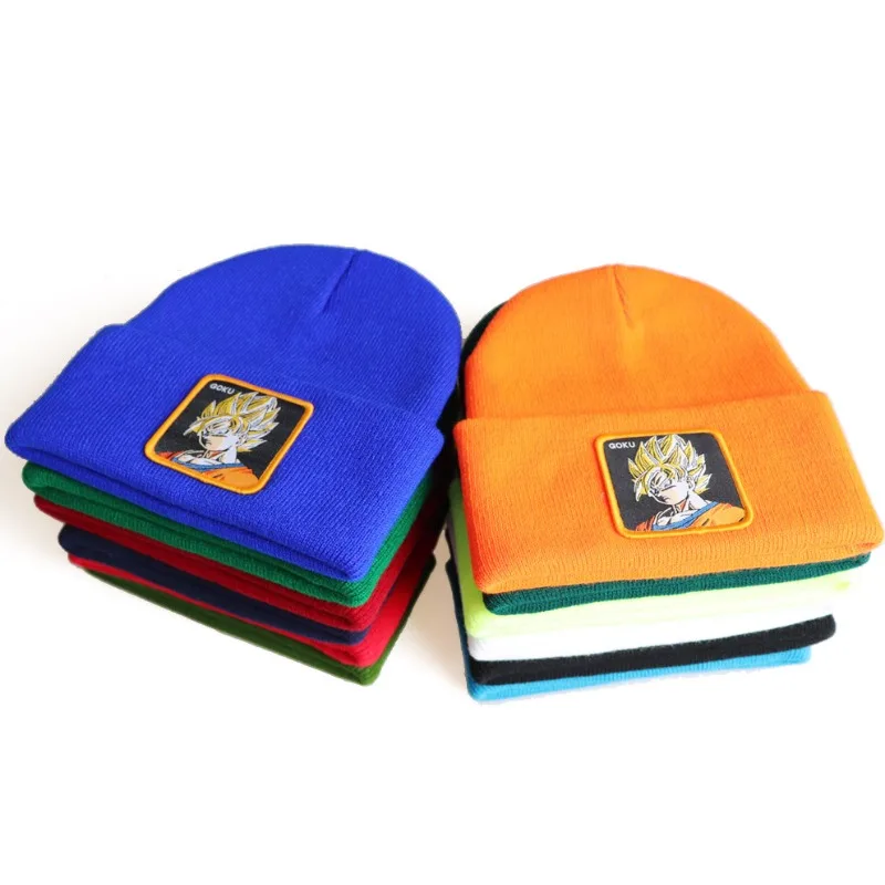 

Dragon Ball Anime Embroidery Beanie Warm Knitted Cap for Women And Men Casual Cuffed Knit Hat Autumn Winter Gift Bonnet