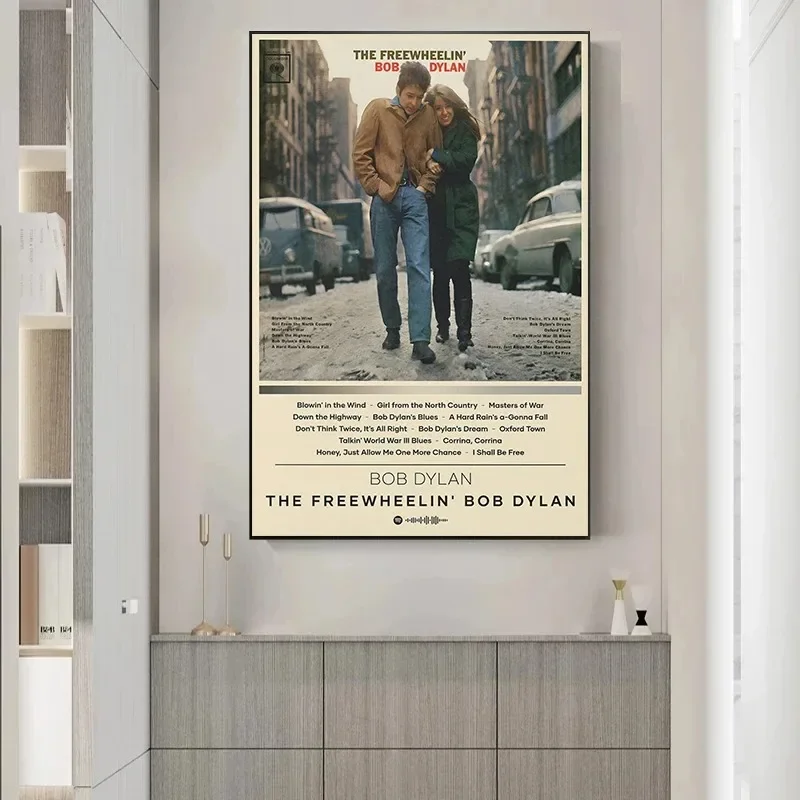 الكلاسيكية الرجعية أبيض وأسود الموسيقى ستار بوب ديلان ألبوم الموسيقى غطاء المشارك قماش لوحات صور فنية للجدران ديكور المنزل #4
