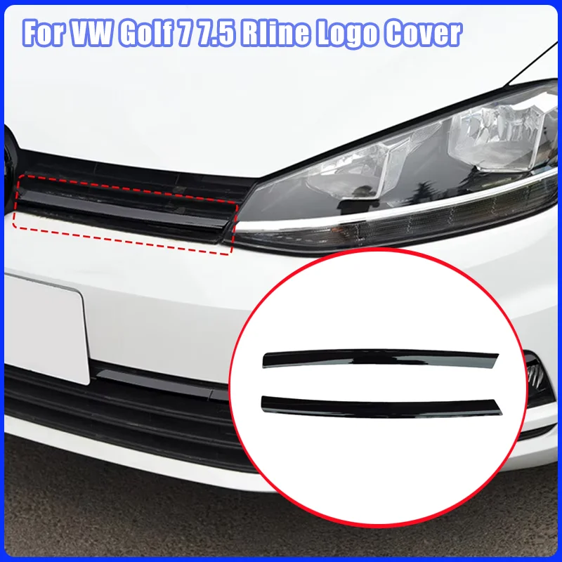 

2Pcs Car Grille Decorative Up Grille Strips Car Stickers for VW Golf 7 7.5 Rline Logo Cover Auto Accessories