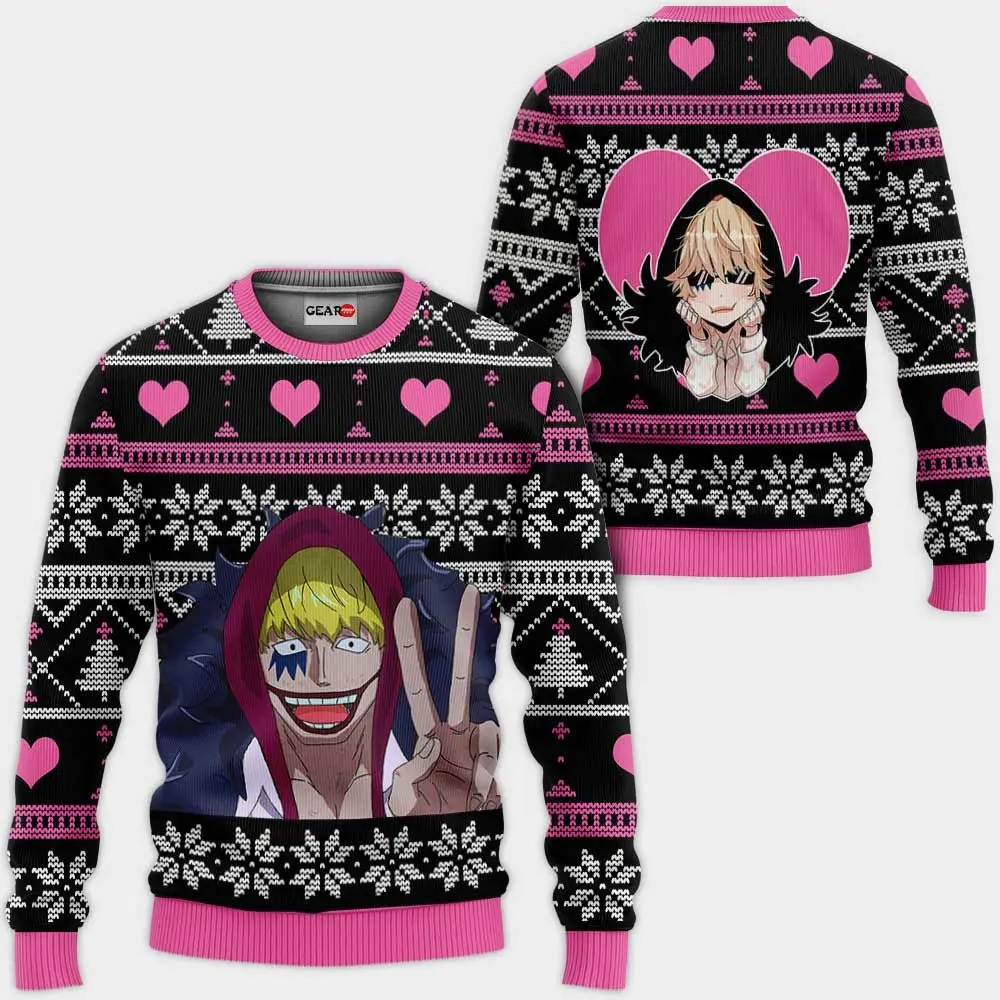 Autumn Winter Men's Crew Neck One Piece Donquixote Doflamingo Anime Christmas Sweatshirt Soft Comfy Stylish Pullover Tracksuit