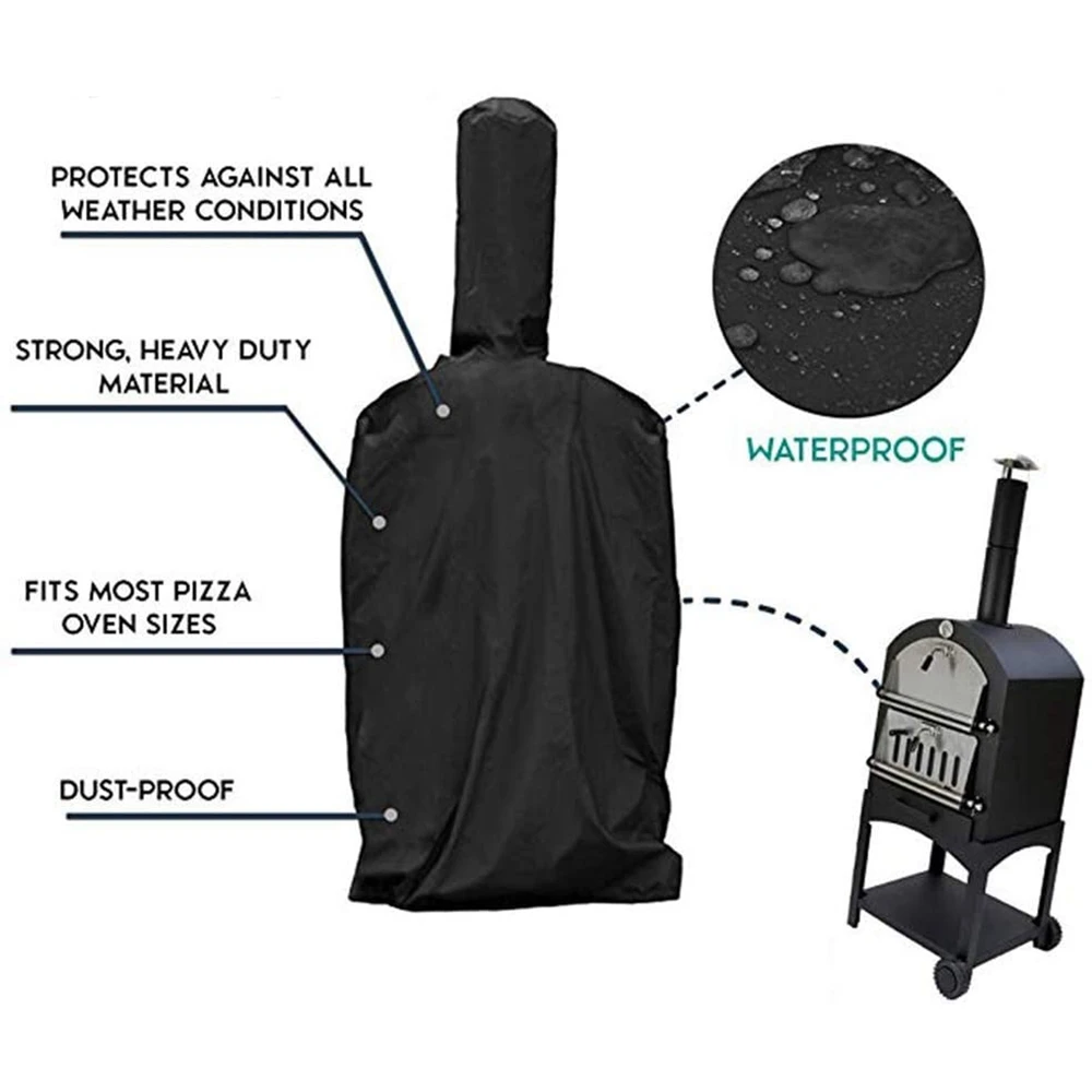 Pizza Oven Cover, Outdoor Waterproof Protective Cover Dust-Proof 600D Heavy Duty Oxford Charcoal Oven Smoker BBQ Grill