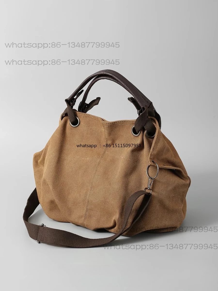 Tooling Vintage Commuter Crossbody Canvas Tote Bag Maillard Color