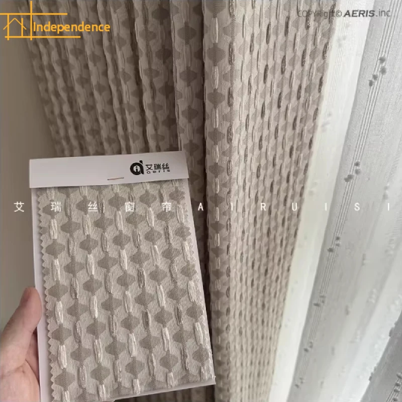 Customised High-grade Cream Jacquard Thickened Blackout Warm Curtains for Living Room Bedroom Balcony Floor Windows