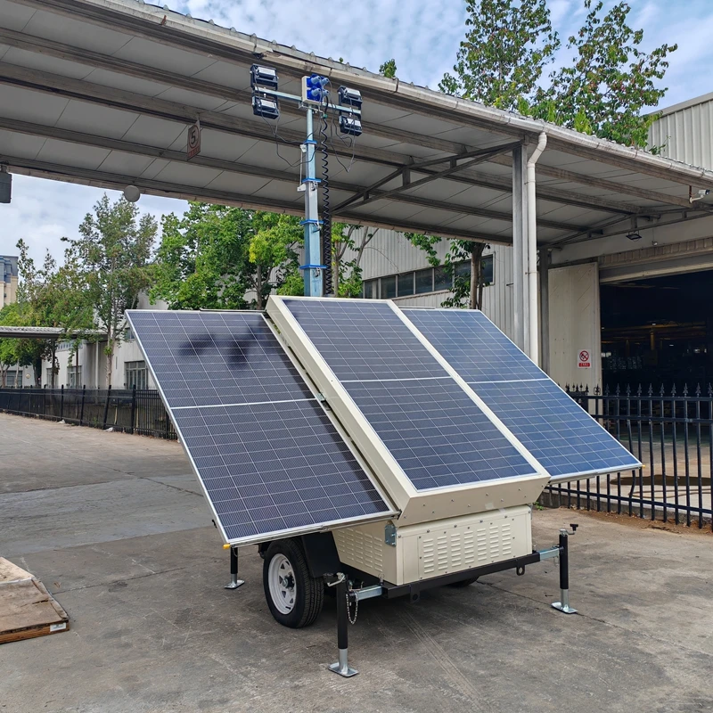 IP68 Solar Light Tower Manual Illumination Angle Adjustment 7-9m Telescopic Light Mast Machine Tower Light