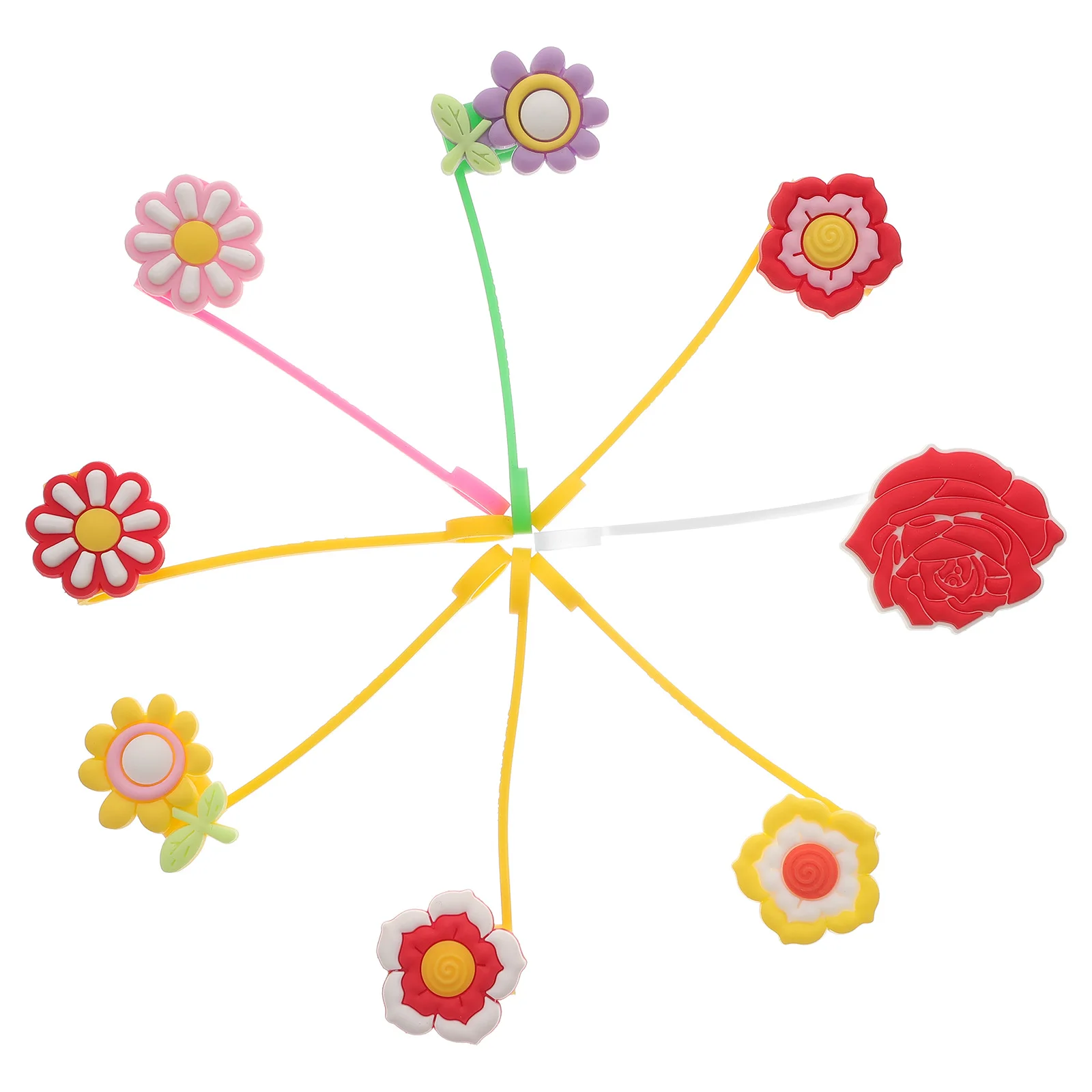 

8pcs Silicone Straw Covers Adorable Flower Modeling Cap Reusable Drinking Toppers Light Weight Sealing Protector For