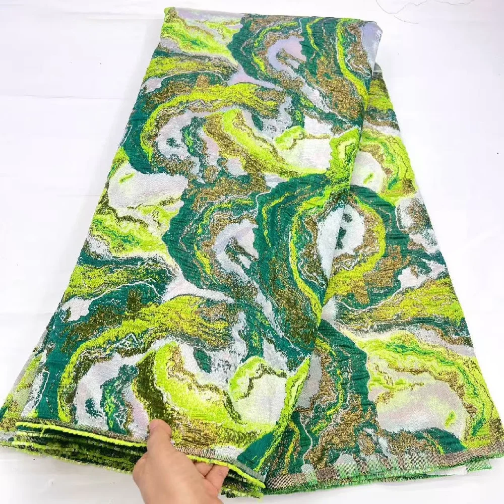 

Кружевная ткань высокого качества 2026 африканская жаккардовая парча дамасская ткань роскошные швейные ткани нигерийское платье для женщин праздничное платье 5 проданов