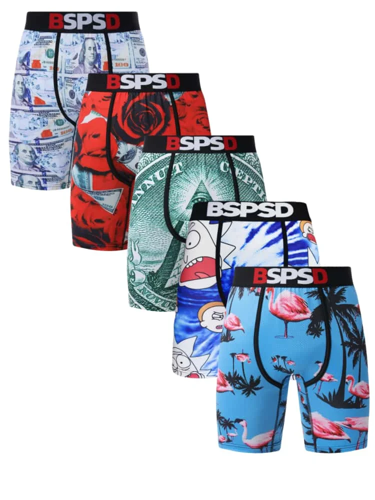 

5 шт., мужское нижнее белье, боксеры, дышащие мужские трусы для плавания, мужские трусы с принтом больших размеров, сексуальные мужские боксеры