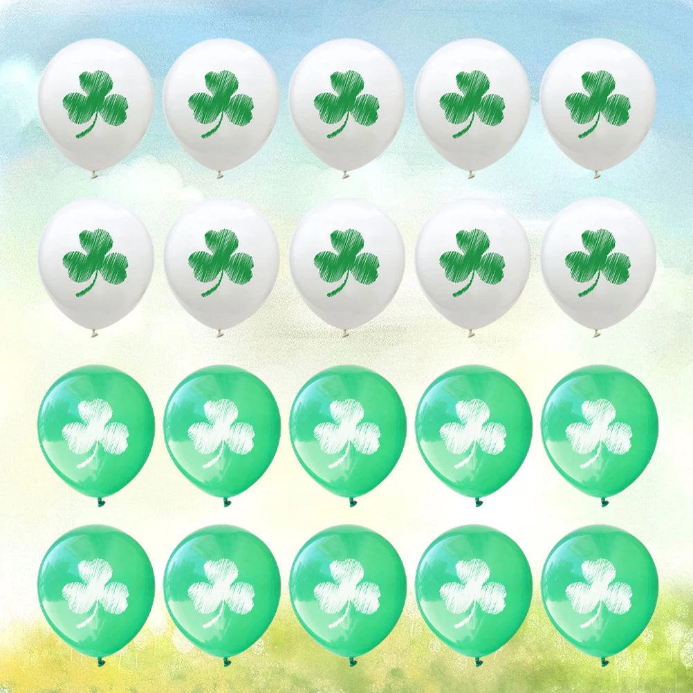 

20 Pcs Green Shamrock Balloons Clover Design Party Decorations Latex Balloons Festive Atmosphere St Patrick Day Supplies