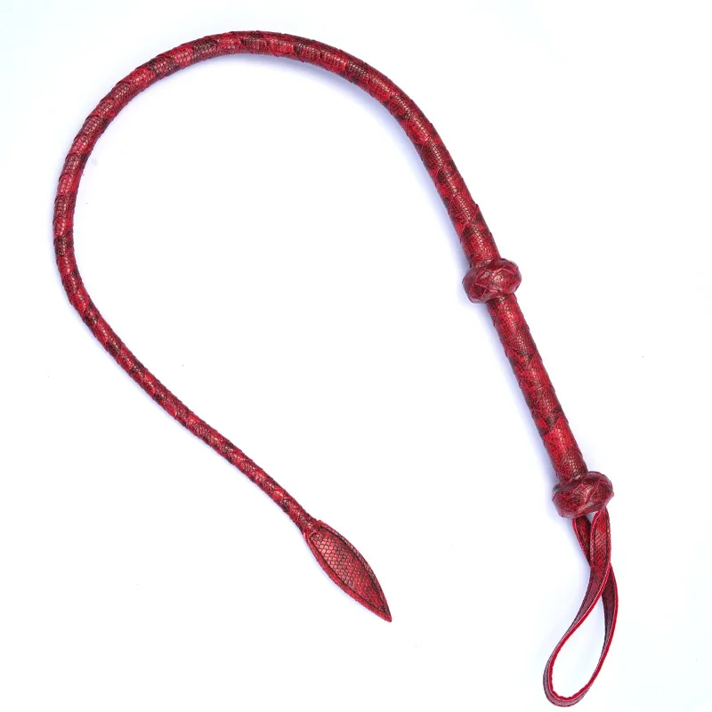 

98CM Serpentine Pattern Genuine Leather 9 Braids Horse Whip, Horse Training Real Leather Whips