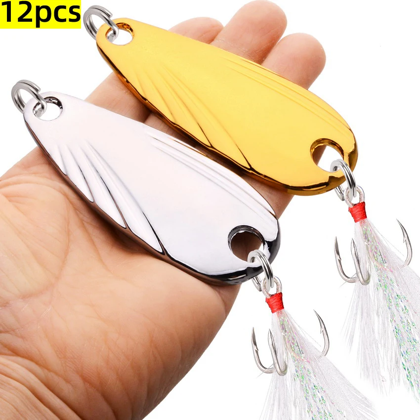 

12Pcs Trout Bait 5g/10g/15g/20g/30g/40g Metal Spoon Fishing Lure set Kit Wobbler Casting Jigging Tackle Accessories Pesca