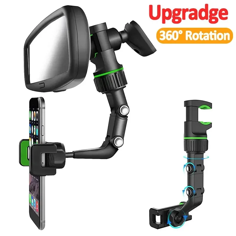 360 Degree Rotatable Universal Car Phone Holder Multifunctional Auto Rearview Mirror Seat Hanging Clip Bracket Cell Phone Holder