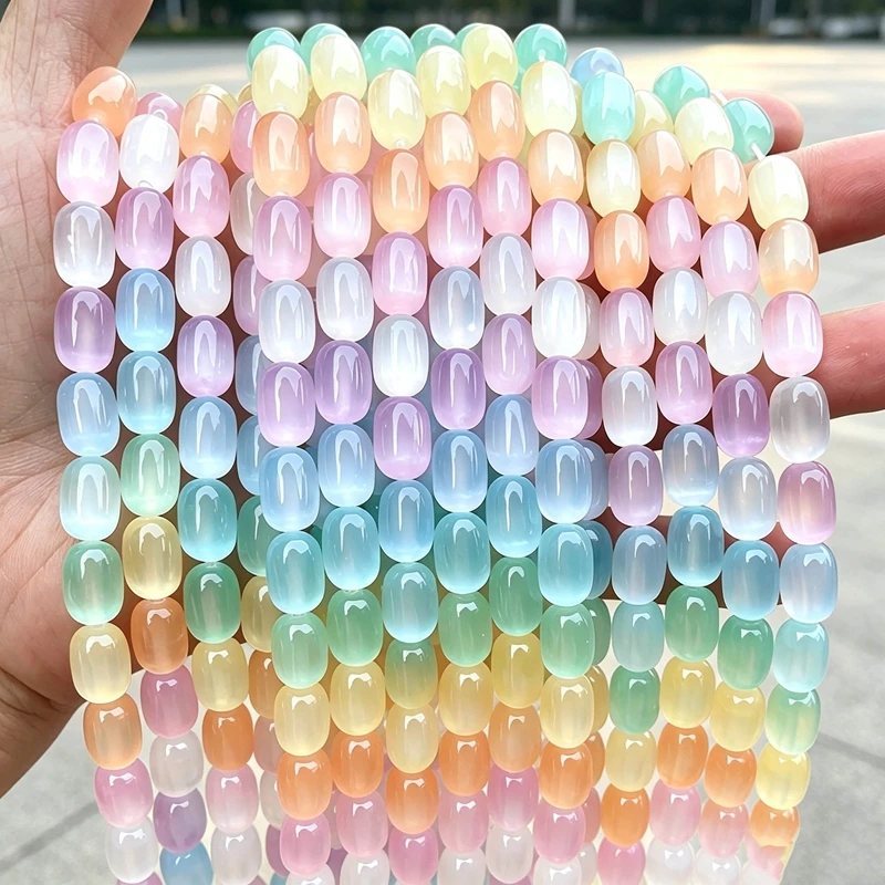 Natural Multicolor Selenite Stone Dyed Color Barrel Shape Beads Smooth Loose Spacer For Jewelry Making DIY Necklace Bracelet