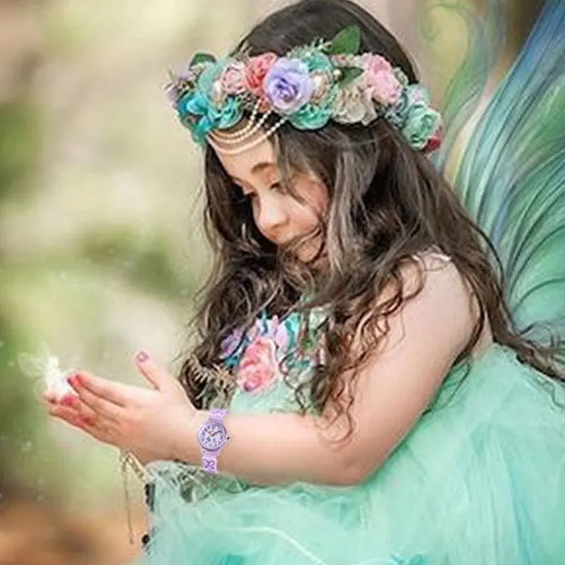 New Butterfly Watch Dreamy 3D Cartoon Purple Strap Waterproof Pointer Watch Cute Girl Quartz Watch Children