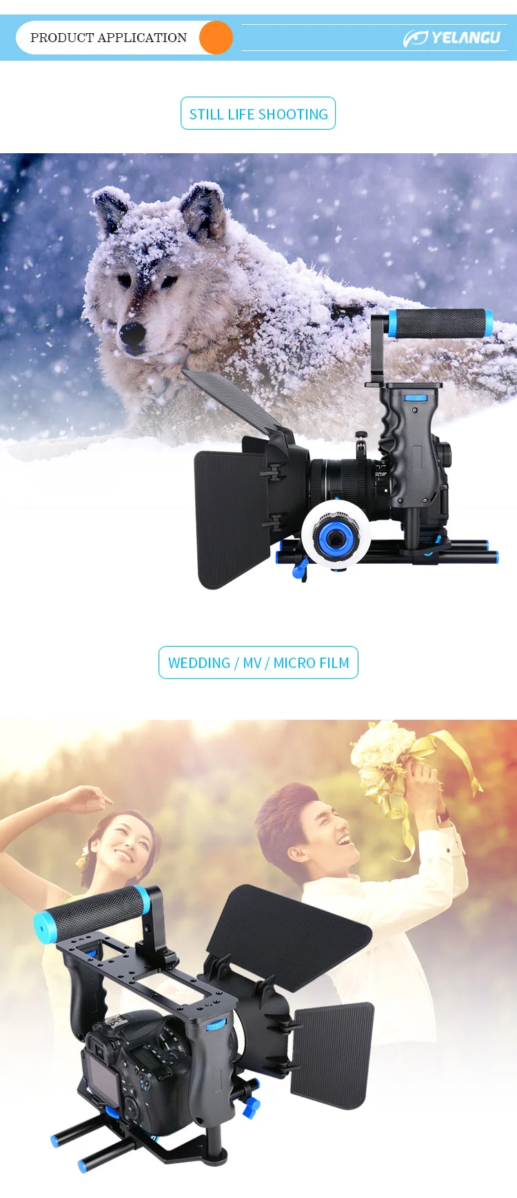 Kamerakäfig-Set mit Griff, Kaltfußschuh, Follow-Focus und Matte-Box für Sony, Canon, Panasonic, Fujifilm und Nikon DSLR-Kameras – Detail 8