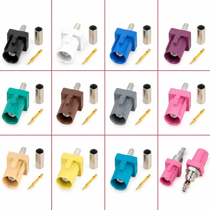 2PCS/lot FAKRA Male Head Car Connector FAKRA SMB-J-1.5 Male Pink Black Blue Yellow Cyan White RG316 Connector
