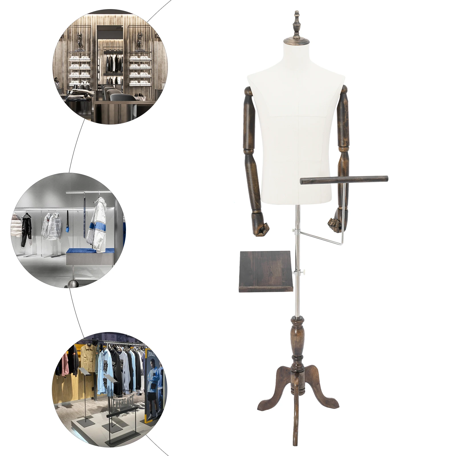 

Business Suit Male Mannequin Half Body Male Clothing Art Mannequin, Body Model Suit, Adjustable Height 150-180cm